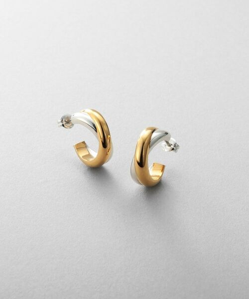 COCOSHNIK ONKITSCH / ココシュニックオンキッチュ ピアス・イヤリング | シルバー コンビカラー スモールフープ ダブルプランプピアス | 詳細1