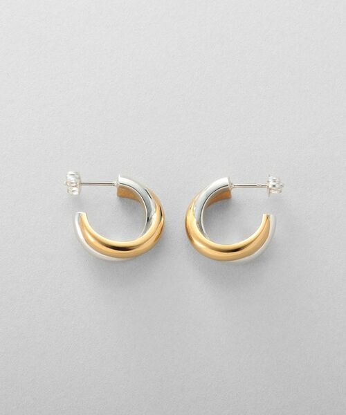 COCOSHNIK ONKITSCH / ココシュニックオンキッチュ ピアス・イヤリング | シルバー コンビカラー スモールフープ ダブルプランプピアス | 詳細4