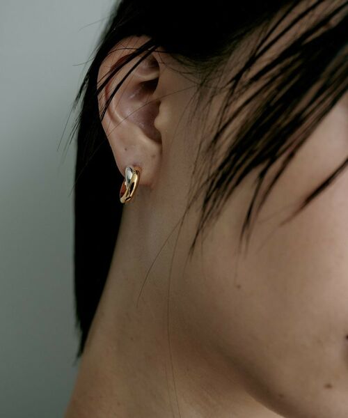 COCOSHNIK ONKITSCH / ココシュニックオンキッチュ ピアス・イヤリング | シルバー コンビカラー スモールフープ ダブルプランプピアス | 詳細8