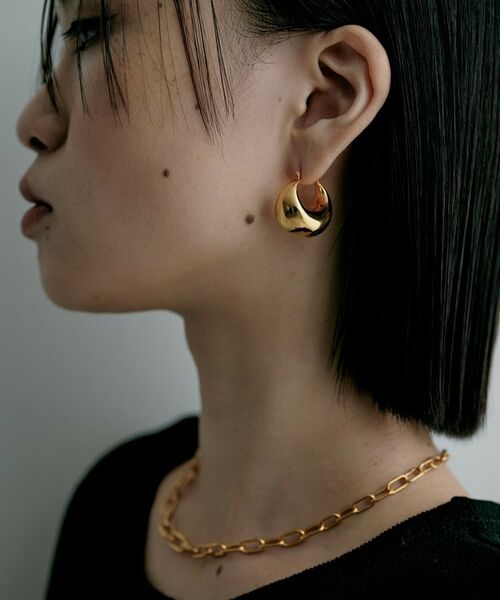 COCOSHNIK ONKITSCH / ココシュニックオンキッチュ ピアス・イヤリング | シルバー ホロウフープ バルブドロップピアスGP | 詳細9