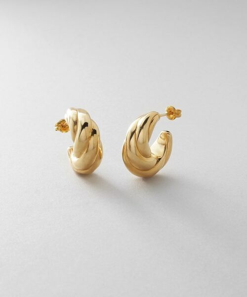 COCOSHNIK ONKITSCH / ココシュニックオンキッチュ ピアス・イヤリング | シルバー ホロウフープ クロワッサンピアス GP | 詳細1