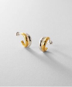 COCOSHNIK ONKITSCH / ココシュニックオンキッチュ ピアス・イヤリング | シルバー コンビカラー スモールフープ デュアルドームピアス