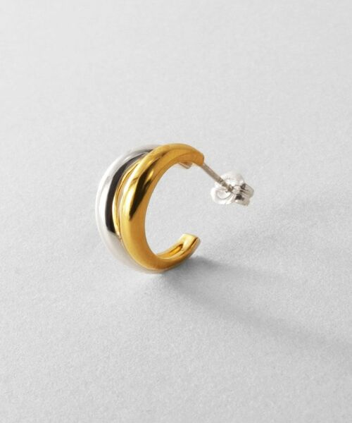 COCOSHNIK ONKITSCH / ココシュニックオンキッチュ ピアス・イヤリング | シルバー コンビカラー スモールフープ デュアルドームピアス | 詳細2