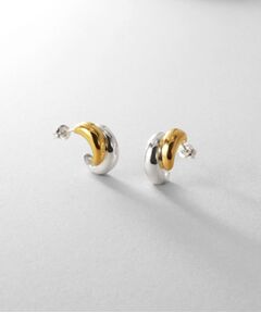 COCOSHNIK ONKITSCH / ココシュニックオンキッチュ ピアス・イヤリング | シルバー コンビカラー スモールフープ チャビーローテイテッドピアス