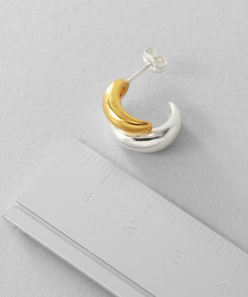 COCOSHNIK ONKITSCH / ココシュニックオンキッチュ ピアス・イヤリング | シルバー コンビカラー スモールフープ チャビーローテイテッドピアス | 詳細5