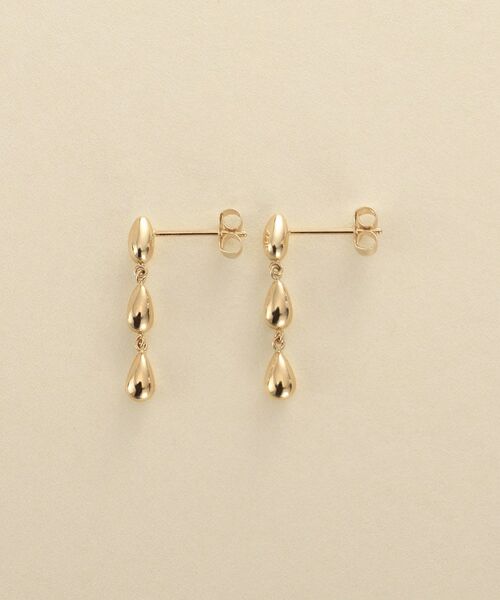 COCOSHNIK ONKITSCH / ココシュニックオンキッチュ ピアス・イヤリング | K10ホロウトリプルペアシェイプピアス | 詳細3