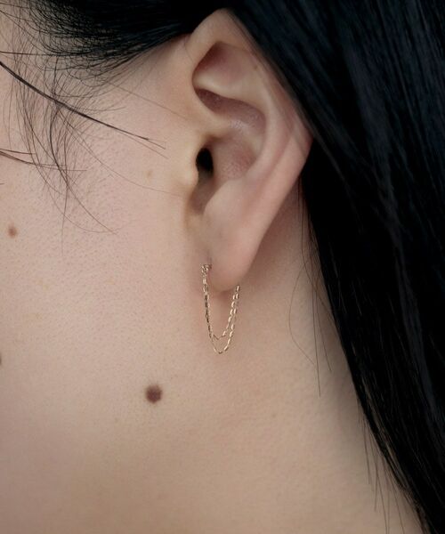 COCOSHNIK ONKITSCH / ココシュニックオンキッチュ ピアス・イヤリング | K10ミラーカットチェーン ドレープフープピアス | 詳細8