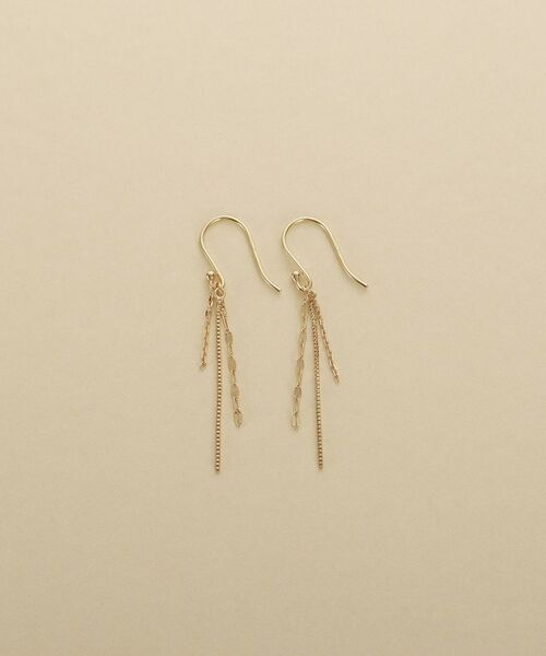 COCOSHNIK ONKITSCH / ココシュニックオンキッチュ ピアス・イヤリング | K10トリプルチェーン フックピアス | 詳細3