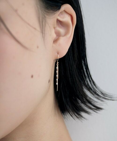 COCOSHNIK ONKITSCH / ココシュニックオンキッチュ ピアス・イヤリング | K10トリプルチェーン フックピアス | 詳細8