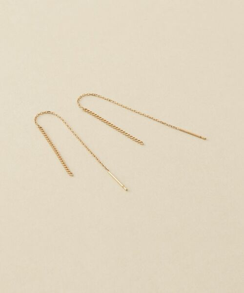 COCOSHNIK ONKITSCH / ココシュニックオンキッチュ ピアス・イヤリング | K10カーブ・ケーブルチェーン アメリカンピアス（イエローゴールド(100)）
