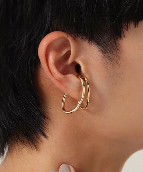 COCOSHNIK ONKITSCH / ココシュニックオンキッチュ ピアス・イヤリング | シルバー ニュアンスライン ダブルオーバルイヤーカフ GP | 詳細10