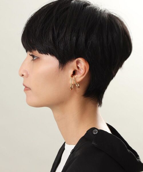 COCOSHNIK ONKITSCH / ココシュニックオンキッチュ ピアス・イヤリング | シルバー ニュアンスライン ダブルオーバルイヤーカフ GP | 詳細6