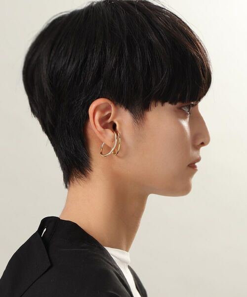 COCOSHNIK ONKITSCH / ココシュニックオンキッチュ ピアス・イヤリング | シルバー ニュアンスライン ダブルオーバルイヤーカフ GP | 詳細9