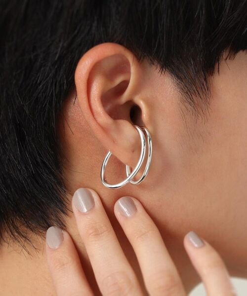 COCOSHNIK ONKITSCH / ココシュニックオンキッチュ ピアス・イヤリング | シルバー ニュアンスライン ダブルオーバルイヤーカフ | 詳細10