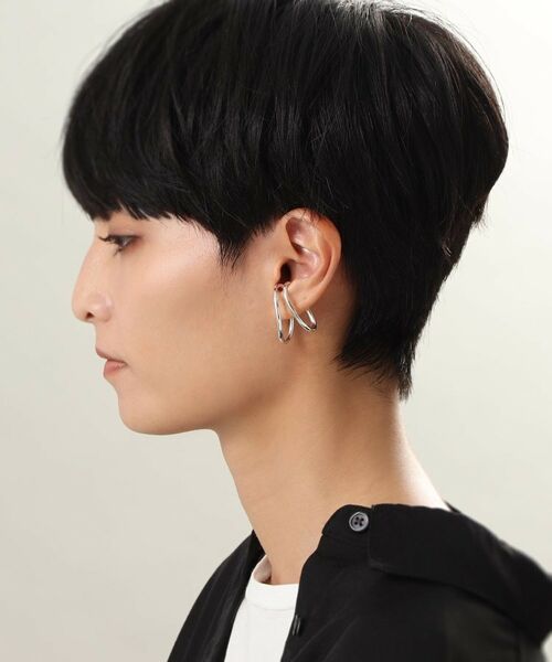 COCOSHNIK ONKITSCH / ココシュニックオンキッチュ ピアス・イヤリング | シルバー ニュアンスライン ダブルオーバルイヤーカフ | 詳細6