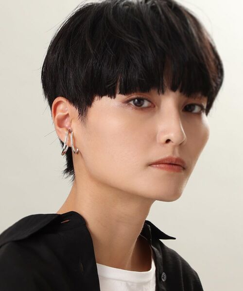 COCOSHNIK ONKITSCH / ココシュニックオンキッチュ ピアス・イヤリング | シルバー ニュアンスライン ダブルオーバルイヤーカフ | 詳細8