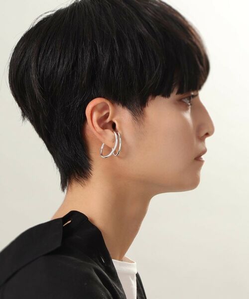 COCOSHNIK ONKITSCH / ココシュニックオンキッチュ ピアス・イヤリング | シルバー ニュアンスライン ダブルオーバルイヤーカフ | 詳細9