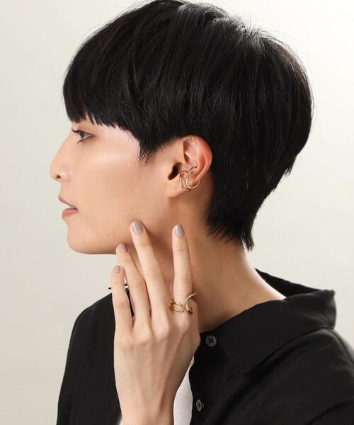 COCOSHNIK ONKITSCH / ココシュニックオンキッチュ ピアス・イヤリング | シルバー ニュアンスライン ダブルアーチイヤーカフ GP | 詳細5