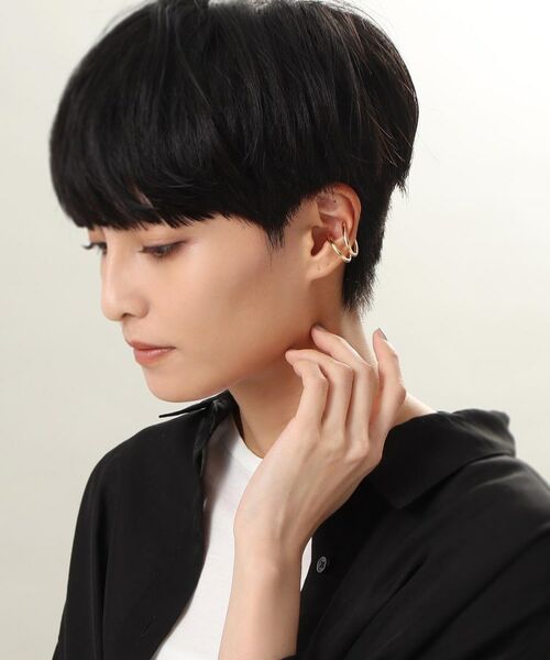 COCOSHNIK ONKITSCH / ココシュニックオンキッチュ ピアス・イヤリング | シルバー ニュアンスライン ダブルアーチイヤーカフ GP | 詳細6