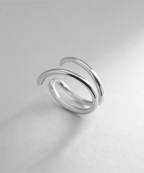 COCOSHNIK ONKITSCH / ココシュニックオンキッチュ ピアス・イヤリング | シルバー ニュアンスライン ダブルアーチイヤーカフ | 詳細2