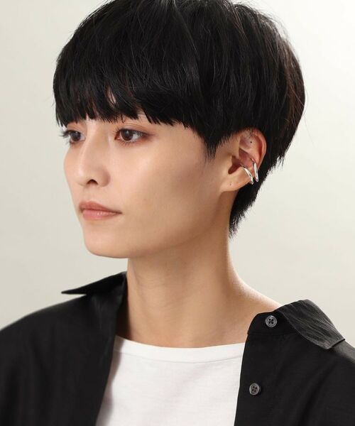 COCOSHNIK ONKITSCH / ココシュニックオンキッチュ ピアス・イヤリング | シルバー ニュアンスライン ダブルアーチイヤーカフ | 詳細6