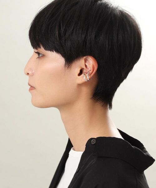 COCOSHNIK ONKITSCH / ココシュニックオンキッチュ ピアス・イヤリング | シルバー ニュアンスライン ダブルアーチイヤーカフ | 詳細7