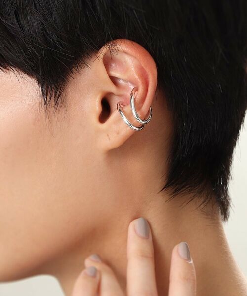 COCOSHNIK ONKITSCH / ココシュニックオンキッチュ ピアス・イヤリング | シルバー ニュアンスライン ダブルアーチイヤーカフ | 詳細8