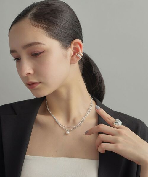 COCOSHNIK ONKITSCH / ココシュニックオンキッチュ ピアス・イヤリング | シルバー ダブルプランプ イヤーカフ | 詳細13