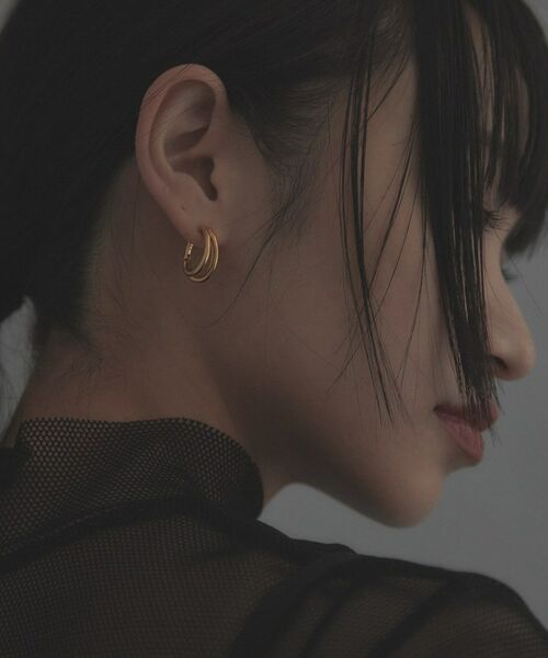 COCOSHNIK ONKITSCH / ココシュニックオンキッチュ ピアス・イヤリング | シルバー ハギーイヤリング ダブルフープ GP | 詳細7