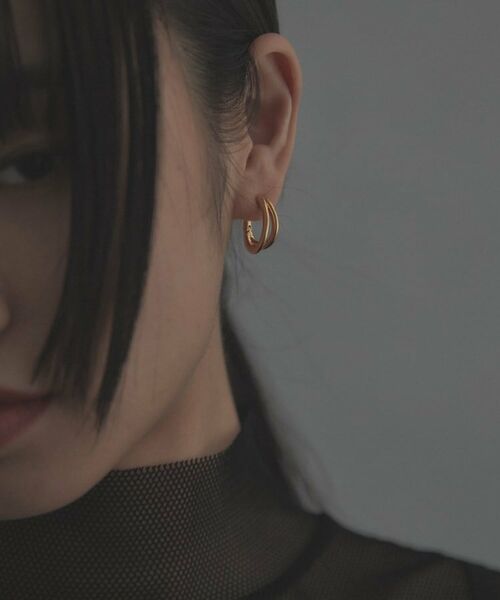 COCOSHNIK ONKITSCH / ココシュニックオンキッチュ ピアス・イヤリング | シルバー ハギーイヤリング ダブルフープ GP | 詳細8