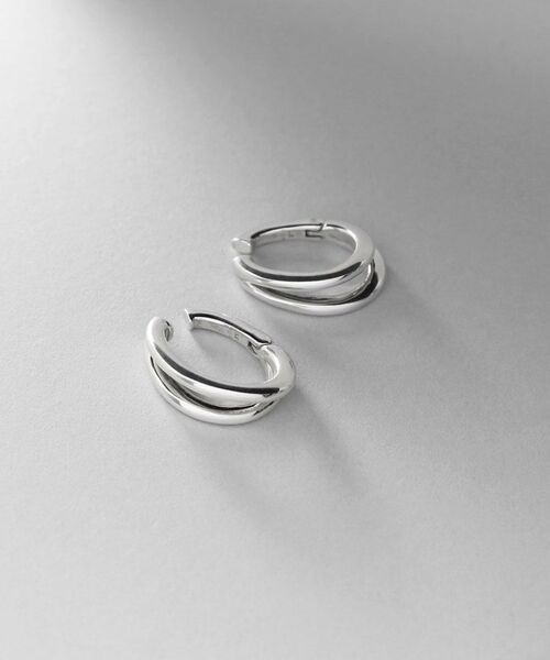 COCOSHNIK ONKITSCH / ココシュニックオンキッチュ ピアス・イヤリング | シルバー ハギーイヤリング ダブルフープ | 詳細1