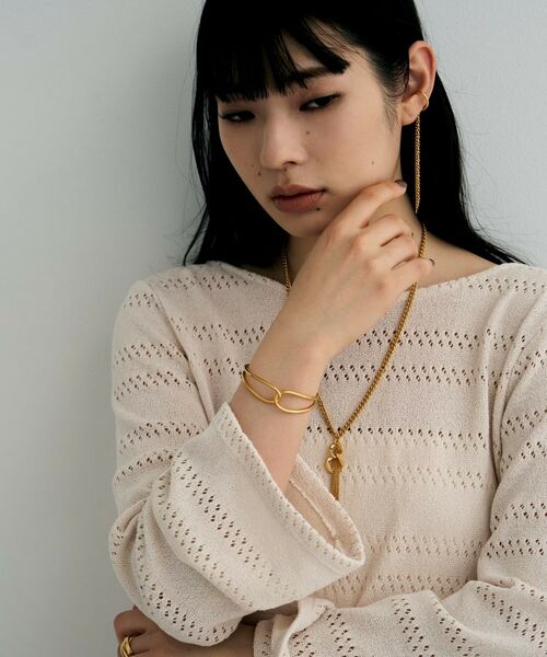 COCOSHNIK ONKITSCH / ココシュニックオンキッチュ ピアス・イヤリング | シルバー カーブチェーンミックスフリンジイヤカフ GP | 詳細6