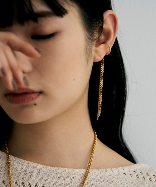 COCOSHNIK ONKITSCH / ココシュニックオンキッチュ ピアス・イヤリング | シルバー カーブチェーンミックスフリンジイヤカフ GP | 詳細7
