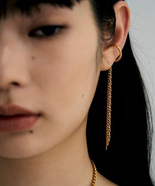 COCOSHNIK ONKITSCH / ココシュニックオンキッチュ ピアス・イヤリング | シルバー カーブチェーンミックスフリンジイヤカフ GP | 詳細8