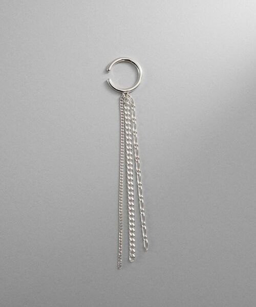 COCOSHNIK ONKITSCH / ココシュニックオンキッチュ ピアス・イヤリング | シルバー カーブチェーンミックスフリンジイヤカフ | 詳細3