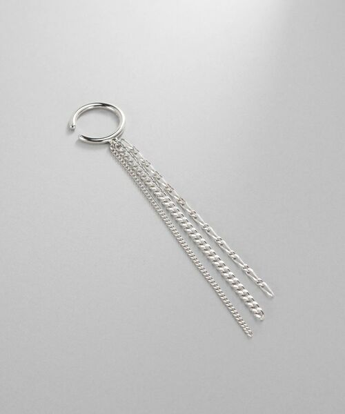 COCOSHNIK ONKITSCH / ココシュニックオンキッチュ ピアス・イヤリング | シルバー カーブチェーンミックスフリンジイヤカフ（シルバー(600)）