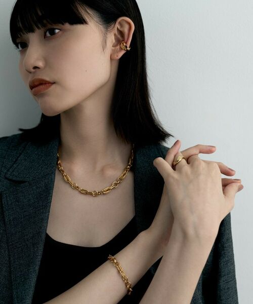 COCOSHNIK ONKITSCH / ココシュニックオンキッチュ ピアス・イヤリング | シルバー フラットオーバルクロスイヤカフ GP | 詳細5