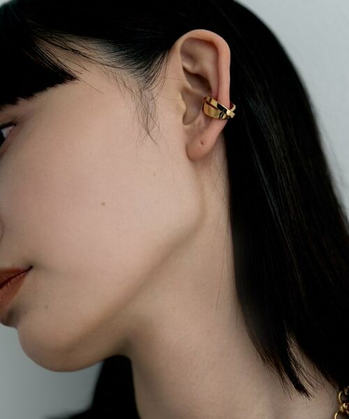 COCOSHNIK ONKITSCH / ココシュニックオンキッチュ ピアス・イヤリング | シルバー フラットオーバルクロスイヤカフ GP | 詳細7