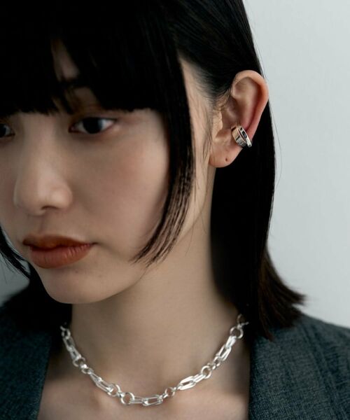 COCOSHNIK ONKITSCH / ココシュニックオンキッチュ ピアス・イヤリング | シルバー フラットオーバルクロスイヤカフ | 詳細6