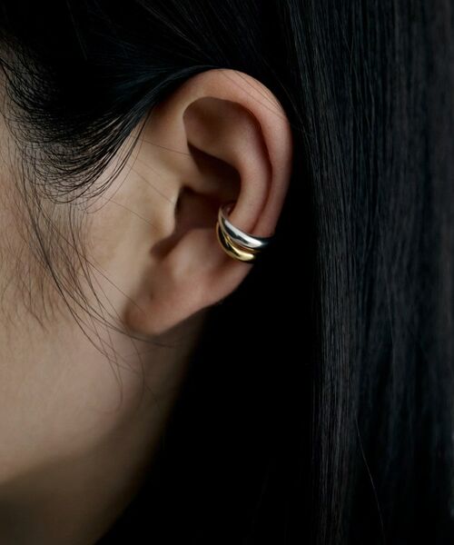 COCOSHNIK ONKITSCH / ココシュニックオンキッチュ ピアス・イヤリング | シルバー コンビカラー デュアルドームイヤーカフ | 詳細7