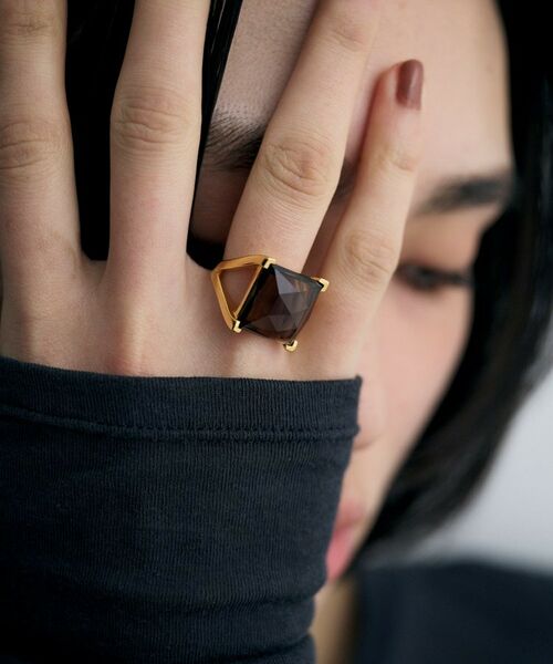 COCOSHNIK ONKITSCH / ココシュニックオンキッチュ リング | シルバー スモーキークォーツ クッションローズカットリング GP | 詳細7