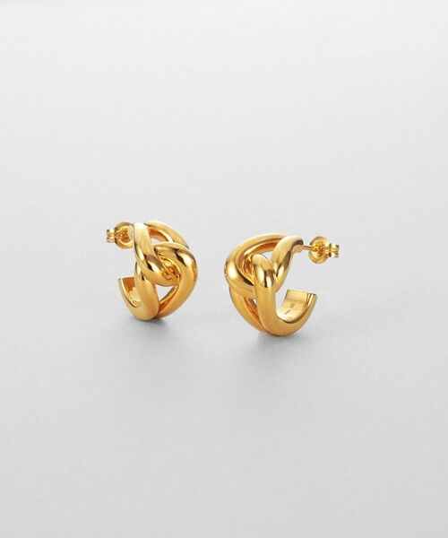 COCOSHNIK ONKITSCH / ココシュニックオンキッチュ ピアス・イヤリング | シルバー スモールフープ ノットピアス GP | 詳細1