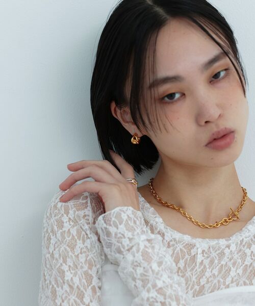 COCOSHNIK ONKITSCH / ココシュニックオンキッチュ ピアス・イヤリング | シルバー スモールフープ ノットピアス GP | 詳細6