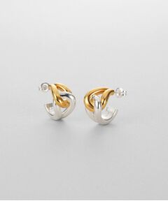 COCOSHNIK ONKITSCH / ココシュニックオンキッチュ ピアス・イヤリング | シルバー コンビカラー スモールフープ ノットピアス