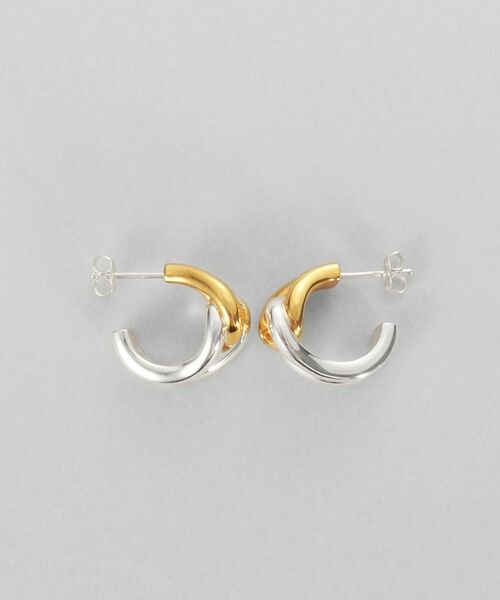 COCOSHNIK ONKITSCH / ココシュニックオンキッチュ ピアス・イヤリング | シルバー コンビカラー スモールフープ ノットピアス | 詳細3