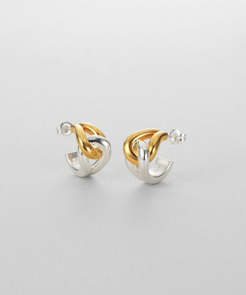 COCOSHNIK ONKITSCH / ココシュニックオンキッチュ ピアス・イヤリング | シルバー コンビカラー スモールフープ ノットピアス（コンビカラー(600)）