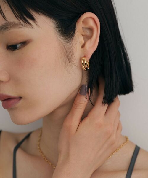 COCOSHNIK ONKITSCH / ココシュニックオンキッチュ ピアス・イヤリング | シルバー ドームクロスフープピアス GP | 詳細7