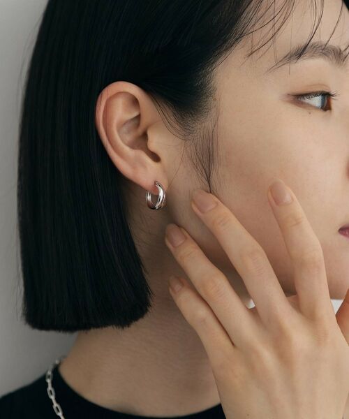 COCOSHNIK ONKITSCH / ココシュニックオンキッチュ ピアス・イヤリング | シルバー スモールフープ ダブルドームピアス | 詳細7