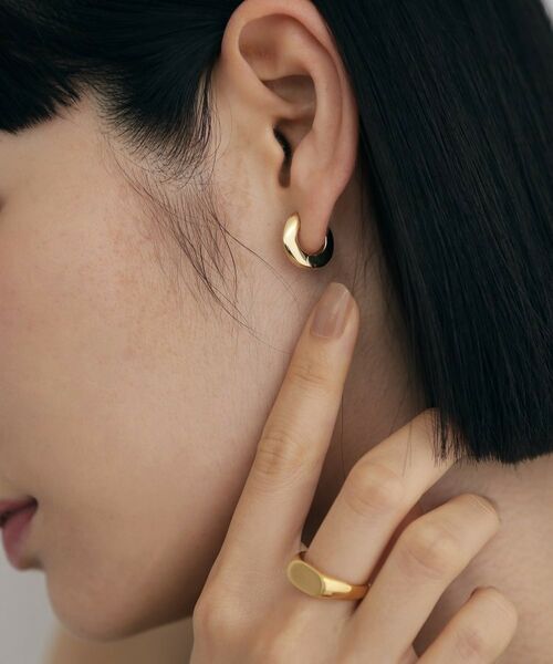COCOSHNIK ONKITSCH / ココシュニックオンキッチュ ピアス・イヤリング | シルバー ハギーフープ フラットサークルピアスGP | 詳細8