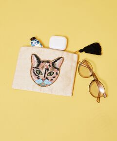 collex / コレックス ポーチ | キャット刺繍 フラットポーチ